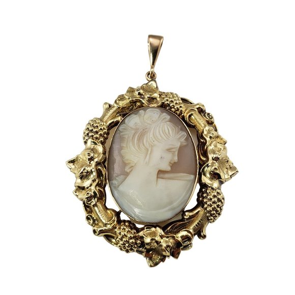 Vintage 14 Karat Yellow Gold Cameo Pendant #10663 - Picture 1 of 8